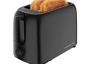 Ovente Electric 2-Slice Toaster Machine، 700W with 6-Shade Toast S، Removable Rem Tray، Compact and Easy to Use، Perfect on Kitchen Countertop for Toasting Bread، Bagel & Waffle، Black TP2210B