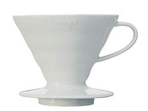 هاريو V60 منقط قهوة سيراميك يصب فوق ماكينة صنع القهوة المخروطية مقاس 02 ، أبيض