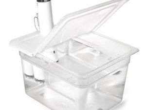 حاوية EVERIE Sous Vide 12 كوارت مع غطاء مفصلي قابل للطي متوافق مع طباخ الغمر Breville Joule Sous Vide (التثبيت الجانبي)