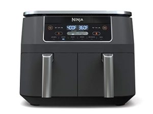 Ninja DZ201 Foodi 8 Quart 6-in-1 DualZone 2-Basket Air Fryer مع سلتين مستقلتين للقلي ، مطابقة للطهي والتشطيب الذكي للشواء والشواء والجفاف والمزيد لوجبات سريعة وسهلة ، رمادي