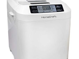 HomeCraft HCPBMAD2WH صانع الخبز مع موزع أوتوماتيكي للفواكه والمكسرات يجعل 2 رطل. حجم الرغيف ، 3 خيارات للقشرة ، 12 إعداد قابل للبرمجة ، أبيض