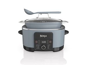 Ninja MC1001 Foodi PossibleCooker PRO 8.5 Quart Multi-Cooker ، مع 8-in-1 طباخ بطيء ، طباخ ضغط ، فرن هولندي والمزيد ، غطاء زجاجي وملعقة مدمجة ، غير لاصقة ، وعاء آمن للفرن حتى 500 درجة فهرنهايت ، ملح البحر رمادي