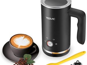 YISSVIC Milk Frother 4 في 1 جهاز بخار الحليب الكهربائي لرغوة الحليب الساخن والبارد 10.2 أونصة لصنع رغوة القهوة للكابتشينو واللاتيه والمكياتو والحليب الساخن