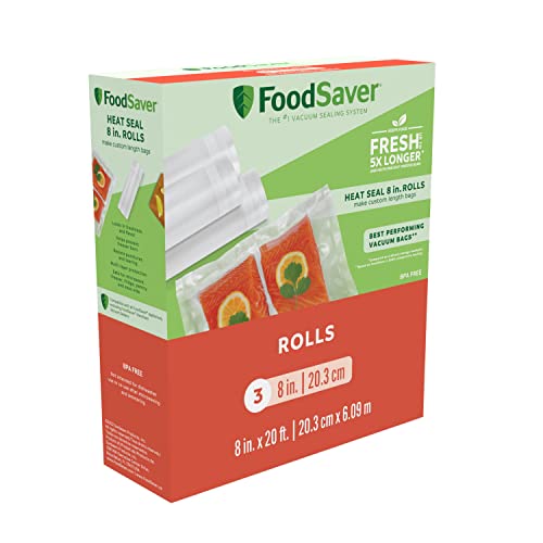 أكياس تغليف الفراغ من FoodSaver ، بكرات لتخزين الأطعمة محكمة الغلق ومناسبة مخصصة ، 8 "x 20" (عبوة من 3) أكياس تغليف الفراغ من FoodSaver ، بكرات لتخزين الأطعمة محكمة الغلق ومناسبة مخصصة ، 8 "x 20" (عبوة من 3)