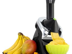 Yonanas 988BK صانعة حلوى فاخرة نباتية غير الألبان والفواكه المجمدة ، خالية من BPA ، تتضمن 75 وصفة ، 200 واط ، أسود