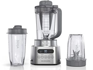 Ninja SS151 TWISTi Blender DUO ، صانع عصير عالي السرعة 1600 WP ومستخرج المغذيات * 5 وظائف عصير ، ينتشر والمزيد ، smartTORQUE ، 34 أونصة. إبريق و (2) أكواب جاهزة للاستخدام ، رمادي