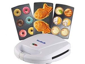 صانع الكعك الصغير ، صانع الفطائر الصغيرة والكيشي ، صانع Taiyaki - جديد 3 في 1 ثلاث شرائح للحلوى قابلة للفصل من StarBlue - أبيض AC 110-120V 50 / 60Hz 700-800W