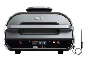 Ninja FG551 Foodi Smart XL 6-in-1 شواية داخلية مع 4-Quart Air Fryer Roast Bake Dehydrate Broil and Leave-in Thermometer ، مع سعة كبيرة جدًا ، ولمسة نهائية من الفولاذ المقاوم للصدأ (متجددة)