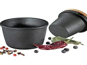 Zassenhaus مجموعة طحن التوابل المصنوعة من الحديد الزهر مع غطاء من خشب الزان ، مطحنة 3 بوصة ، أسود
