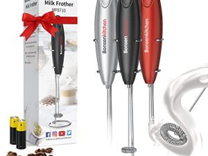 خلاط شراب محمول باليد من Bonsenkitchen ، صانع رغوة الحليب للقهوة المضادة للرصاص ، ماتشا ، خفقت من الفولاذ المقاوم للصدأ تعمل بالبطارية ، حامل من الفولاذ المقاوم للصدأ