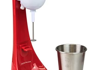 Nostalgia Two-Speed Electric Coca-Cola Limited Edition Milkshake Maker and Drink Mix Mixer ، يتضمن 16 Ounce Stainless Steel Mixing Cup and Rod ، أحمر