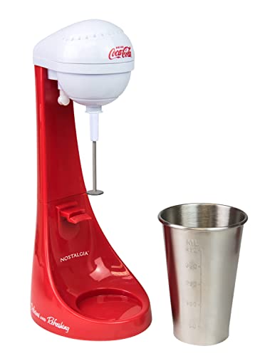 Nostalgia Two-Speed Electric Coca-Cola Limited Edition Milkshake Maker and Drink Mix Mixer ، يتضمن 16 Ounce Stainless Steel Mixing Cup and Rod ، أحمر Nostalgia Two-Speed Electric Coca-Cola Limited Edition Milkshake Maker and Drink Mix Mixer ، يتضمن 16 Ounce Stainless Steel Mixing Cup and Rod ، أحمر