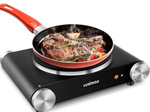 موقد كهربائي من CUSIMAX لطهي أطباق تسخين من الحديد الزهر ، تحكم في درجة الحرارة قابل للتعديل ، قدم مطاطية غير قابلة للانزلاق من الفولاذ المقاوم للصدأ سهلة التنظيف ، مساعد مطبخك