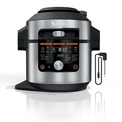 Ninja OL701 Foodi 14-in-1 SMART XL 8 Qt. مقلاة بخار في قدر الضغط مع SmartLid ومقياس حرارة + تحرير تلقائي للبخار ، تلك المقلاة بالهواء ، والأدلة والمزيد ، بسعة 3 طبقات ، 5 Qt. سلة هش ، فضي / أسود Ninja OL701 Foodi 14-in-1 SMART XL 8 Qt. مقلاة بخار في قدر الضغط مع SmartLid ومقياس حرارة + تحرير تلقائي للبخار ، تلك المقلاة بالهواء ، والأدلة والمزيد ، بسعة 3 طبقات ، 5 Qt. سلة هش ، فضي / أسود