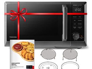 TOSHIBA 6-in-1 Inverter Microwave Air Fryer Combo ، ميكروويف سطح الطاولة ، مقلاة الهواء الصحي ، الشواء ، الحمل الحراري ، كومبي سريع ، حتى إذابة الثلج ، قرص دوار 11.3 بوصة ، الوضع الاقتصادي ، تشغيل / إيقاف تشغيل الصوت ، 27 قائمة تلقائية