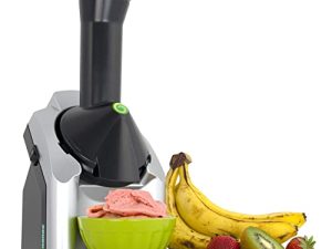 Yonanas 902 نباتي كلاسيكي ، صانع تقديم فواكه مجمدة خالية من الألبان ، يتضمن 36 وصفة ، 200 واط ، فضي