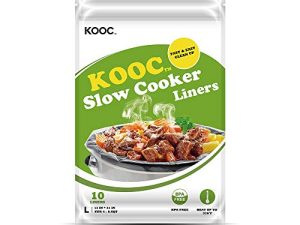 [جديد] بطانات طهي بطيئة وأكياس طهي يمكن التخلص منها من KOOC ، عبوة واحدة (10 قطع) ، بطانات وعاء كبيرة الحجم تناسب 4QT إلى 8.5QT ، 13 × 21 بوصة ، تصميم قفل منعش حديث ، مناسبة للأواني البيضاوية والمستديرة ، خالية من مادة BPA