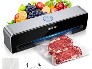 FRESKO Food Vacuum Sealer Machine ، جهاز ختم طعام أوتوماتيكي كامل مدمج وقوي ، نظام ختم هواء سهل الاستخدام ، أوضاع طازجة جافة ورطبة لجميع احتياجات توفير الطعام ، فيديو Sous ، إعداد الوجبات