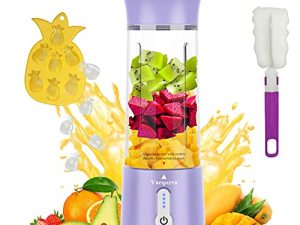 Vaeqozva Portable Blender ، خلاط صغير بحجم شخصي ، كأس Jucier قابل لإعادة الشحن 17 أونصة USB ، مشروبات وعصائر مع صينية ثلج للمنزل والسفر والرياضة والمكتب