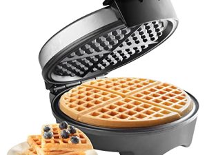 صانع الوافل من Cucina Pro - مكواة وافلر غير لاصقة مع تحكم بني قابل للتعديل ، صينية تجعل 7 بوصات رفيعة ، على الطراز الأمريكي للفطور ، رائعة لفطور العطلات أو كهدية